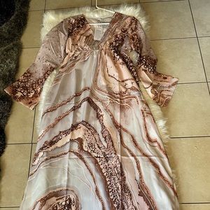 Brown and tan maxi dress size medium new